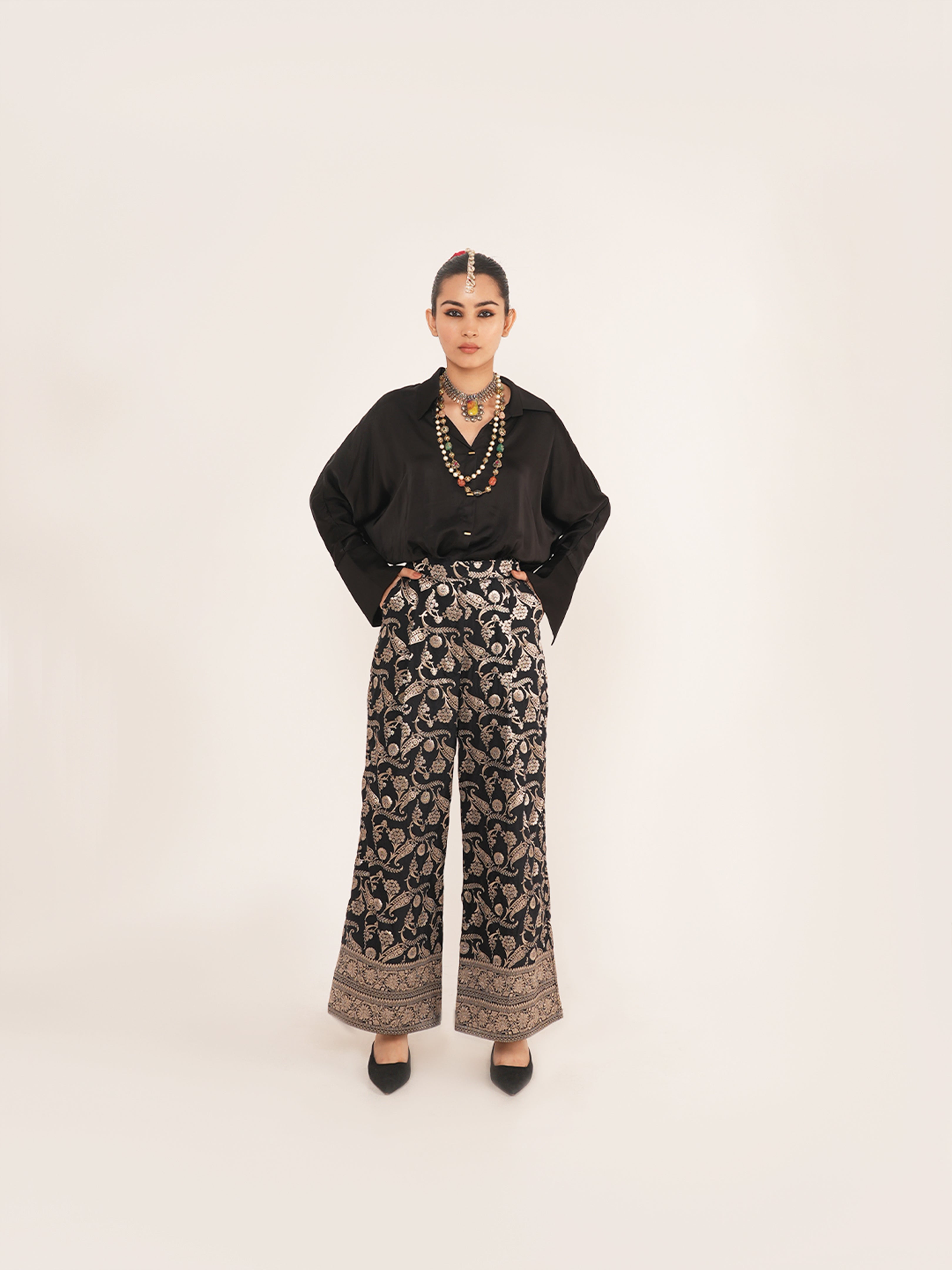 Ether Silk Coord Set Black