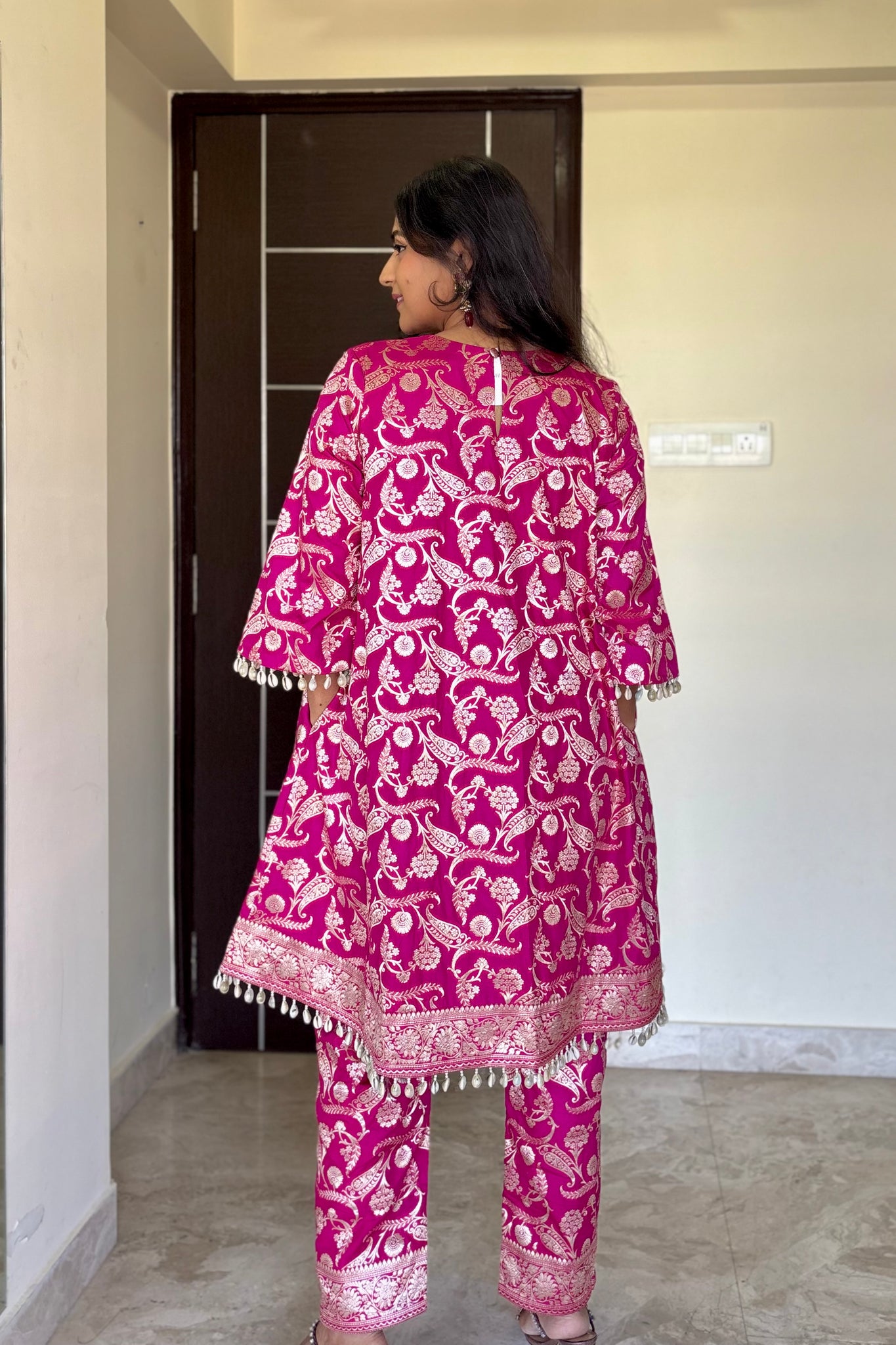 Rekha Silk Kurta Set Pink RTS