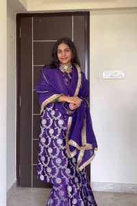 Sunheri Gharara Set in Purple