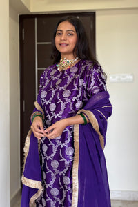 Sunheri Gharara Set in Purple